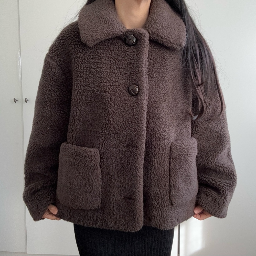 Zara Chocolate Teddy Jacket XS - Picture 3 of 8